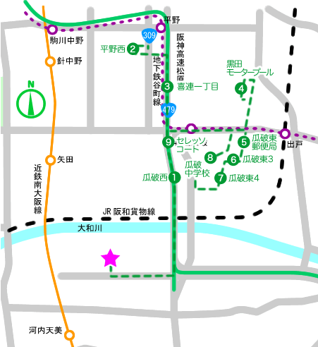 緑バス2号バスコース