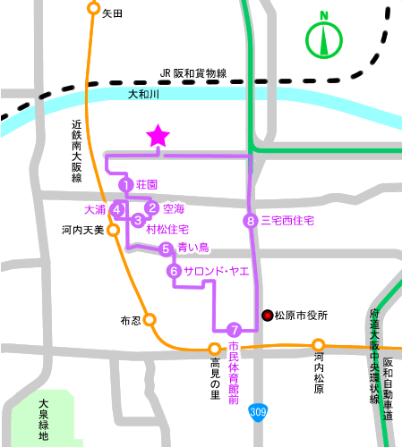 すみれバス1号バスコース	
