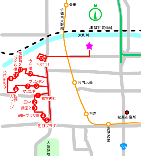 赤バス1号バスコース
