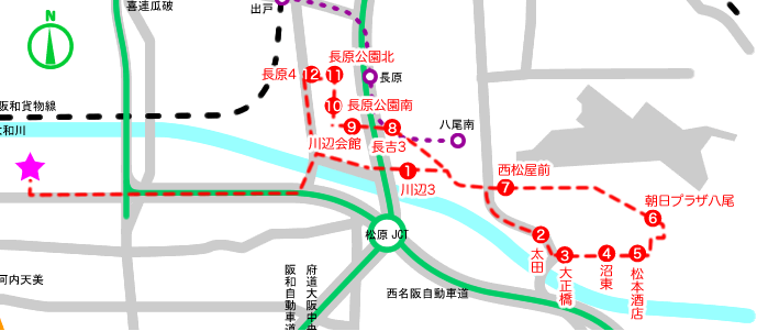 赤バス2号のバスコース