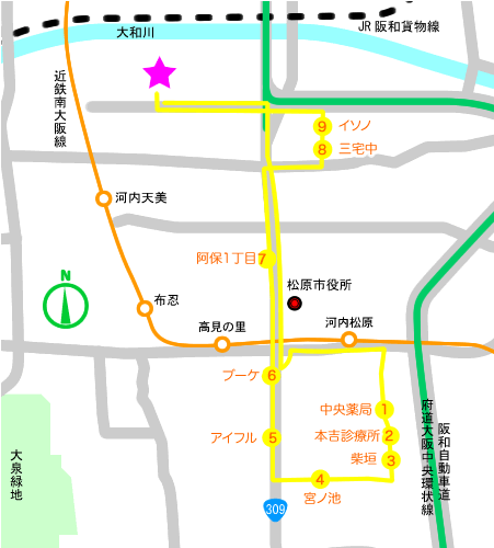 黄バス1号バスコース